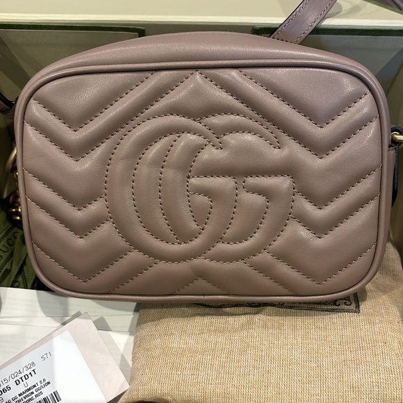 GUCCI GG Marmont 2.0 Chevron Rose Leather Crossbody Bag 💯 Authentic BRAND NEW - Picture 4 of 7